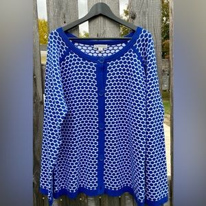 Pendleton Royal Blue and White Geometric Cardigan
